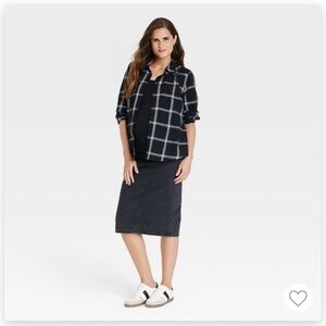 Isabel Maternity Plaid Button Up Blouse Size Small